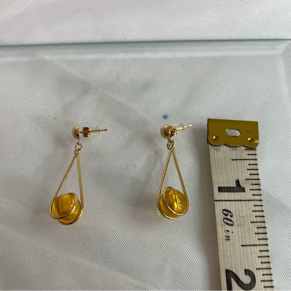 14K YELLOW GOLD beaded dangle earrings VINTAGE REAL GOLD - Picture 8 of 11